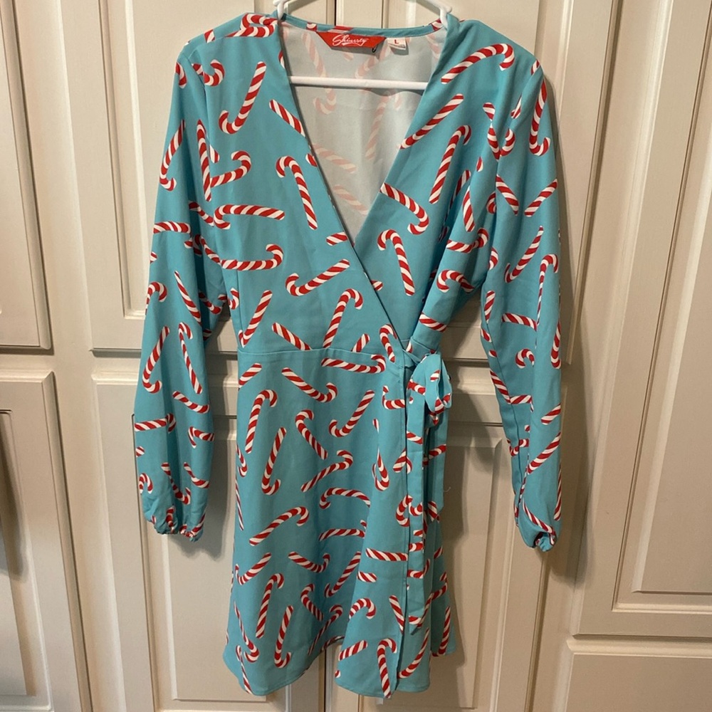 Shinesty Candy Cane wrap around dress